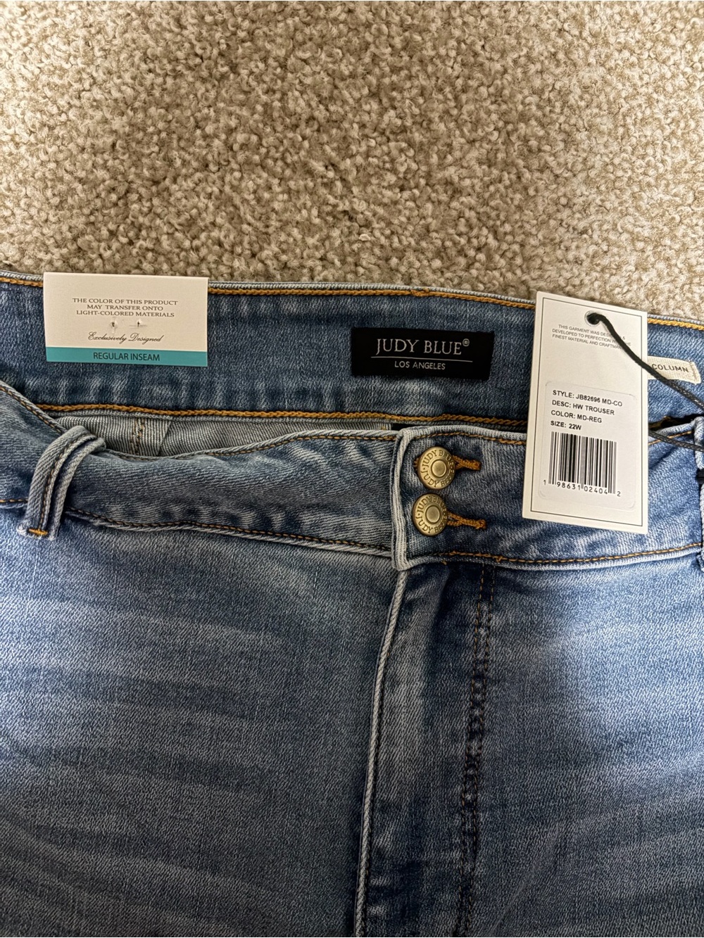 Judy Blue Light Wash Wide-Leg Jeans -plus size 22 - Picture 2 of 7